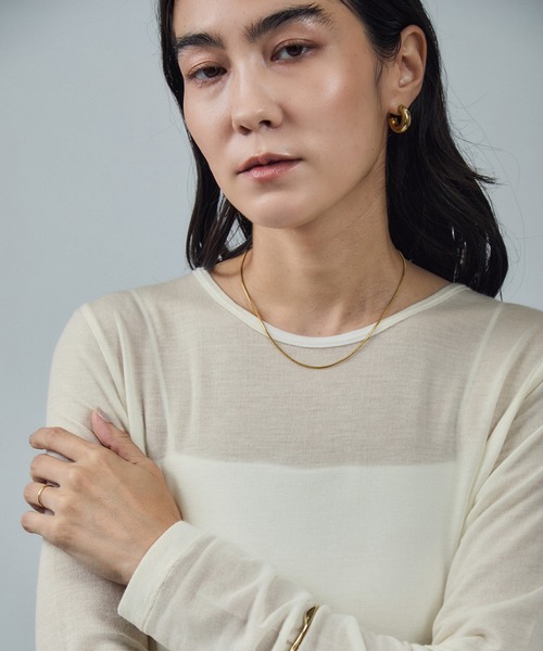SALON adam et rope'(サロン アダム エ ロペ)の「テンセルカシミヤシルクシアーロンT(Tシャツ/カットソー・レディース・ブラック/ブラウン系その他2/オフホワイト・FREE)」の20枚目の写真