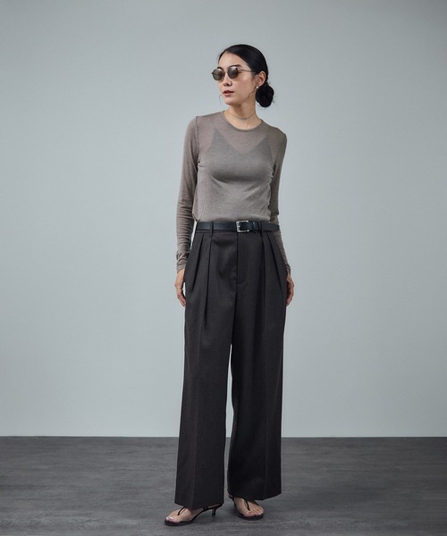 SALON adam et rope'(サロン アダム エ ロペ)の「テンセルカシミヤシルクシアーロンT(Tシャツ/カットソー・レディース・ブラック/ブラウン系その他2/オフホワイト・FREE)」の22枚目の写真