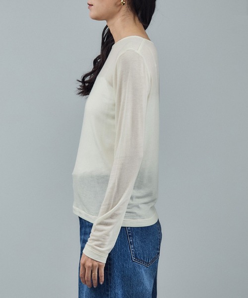 SALON adam et rope'(サロン アダム エ ロペ)の「テンセルカシミヤシルクシアーロンT(Tシャツ/カットソー・レディース・ブラック/ブラウン系その他2/オフホワイト・FREE)」の12枚目の写真