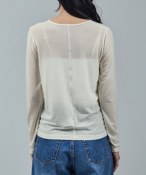 SALON adam et rope'(サロン アダム エ ロペ)の「テンセルカシミヤシルクシアーロンT(Tシャツ/カットソー・レディース・ブラック/ブラウン系その他2/オフホワイト・FREE)」の13枚目の写真