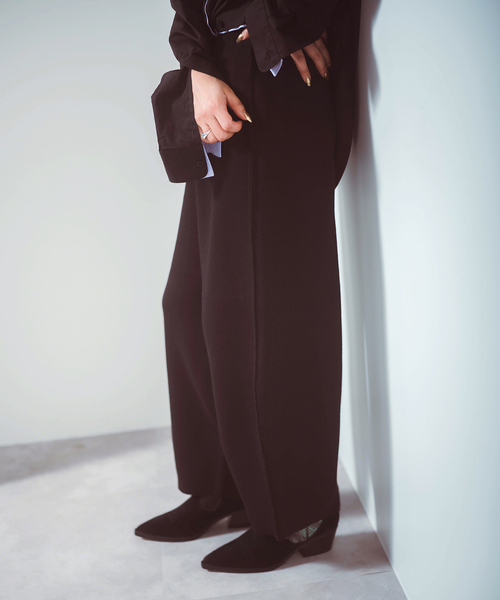 CITYSHOP(シティーショップ)の「“O” BARREL KNIT パンツ(その他パンツ・レディース・グレー/ブラック・36/38)」の2枚目の写真