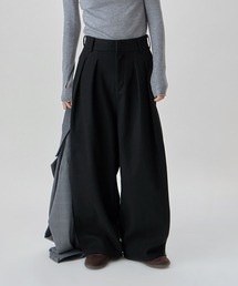 フェイクウールタックワイドパンツ