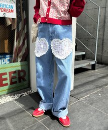 w closet | 【あみこ企画】ハートパッチワークデニム(デニムパンツ)