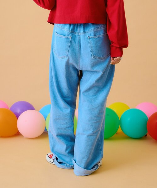 w closet(ダブルクローゼット)の「【あみこ企画】ハートパッチワークデニム(デニムパンツ・レディース・ブルー・FREE)」の7枚目の写真