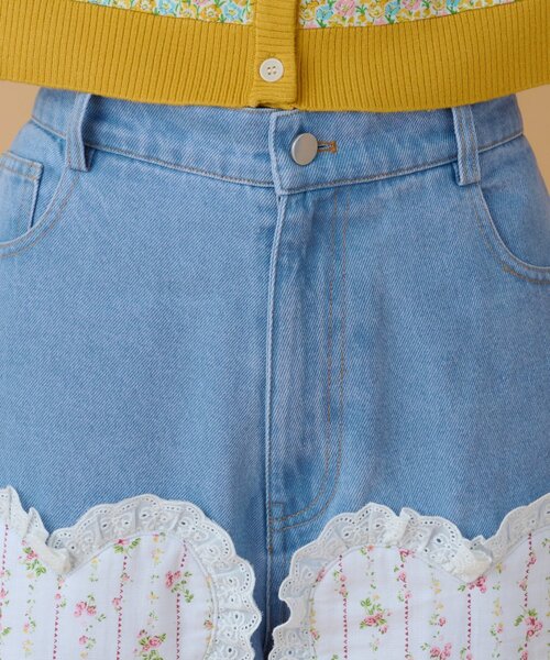 w closet(ダブルクローゼット)の「【あみこ企画】ハートパッチワークデニム(デニムパンツ・レディース・ブルー・FREE)」の15枚目の写真