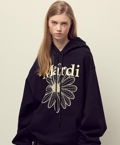 OVERSIZED HOODY FLOWERMARDI_GREY IVORY