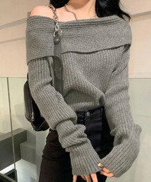 オフショルニット オフショルダー」に該当するグレー/灰色系の
