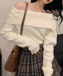 ALTROSE（アルトローズ）の「トップス オフショルダー リブニット（ニット/セーター・レディース）」