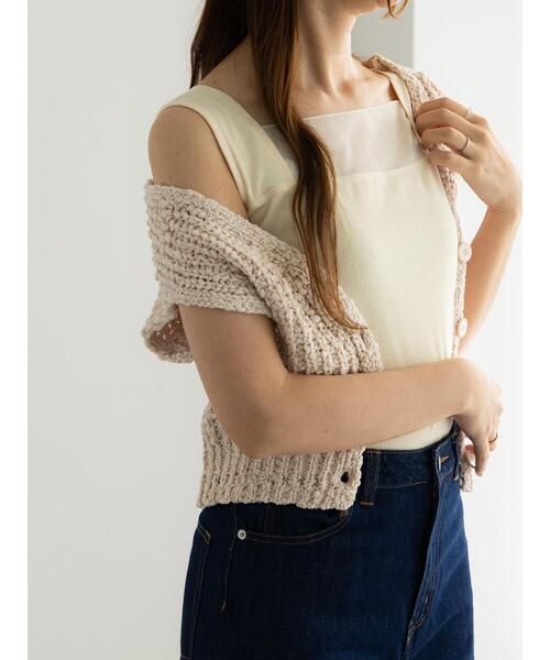 Te chichi（テチチ）の「シアー切替タンクトップ（タンクトップ・レディース・ブラック/グレー/クリーム・F）」の4枚目の写真