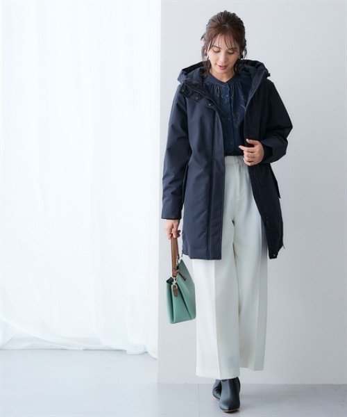 7days Life Styling(セブンデイズライフスタイリング)の「高密度サイドジップファイバーダウンコート(防風・はっ水)<大きいサイズ有>(ダウンジャケット/コート・レディース・ネイビー/ブラック・3L/LL/L/M)」の3枚目の写真