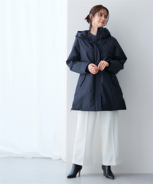 高密度サイドジップファイバーダウンコート（防風・はっ水）<大きい