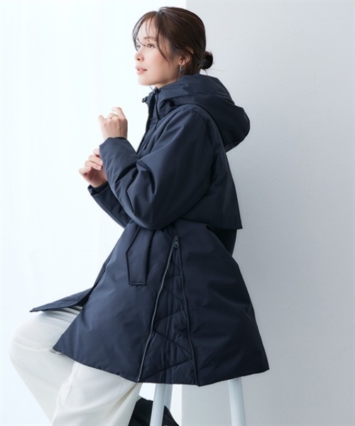 高密度サイドジップファイバーダウンコート（防風・はっ水）<大きい