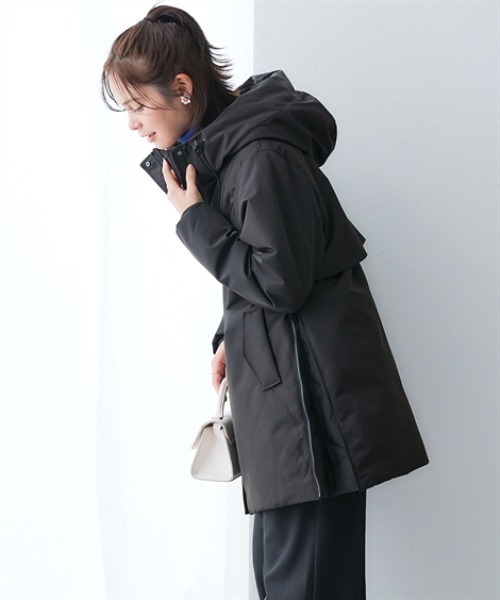 7days Life Styling(セブンデイズライフスタイリング)の「高密度サイドジップファイバーダウンコート(防風・はっ水)<大きいサイズ有>(ダウンジャケット/コート・レディース・ネイビー/ブラック・3L/LL/L/M)」の9枚目の写真