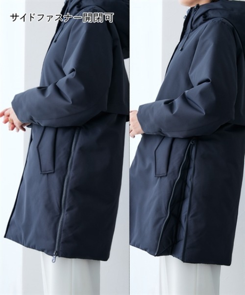 セール】高密度サイドジップファイバーダウンコート（防風・はっ水
