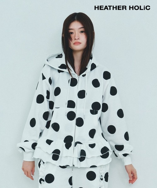 Heather（ヘザー）の「HOLiC ドットフリルフーディー　600852（パーカー・レディース・グレー/ネイビー/アイボリー・FREE）」の2枚目の写真