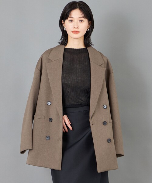 CAST:（キャストコロン）の「【CAST COLON】ボンディングオーバーサイズジャケット（テーラードジャケット・レディース・ベージュ系その他4/グレー系その他2・S/M）」の2枚目の写真