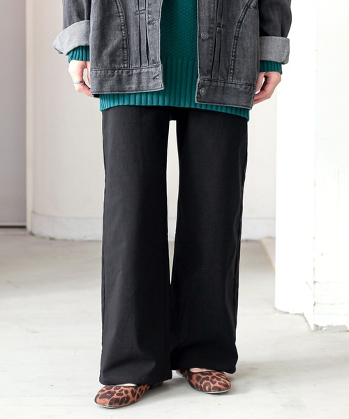 n'OrLABEL（ノアールレーベル）の「『裏起毛ストレッチゆるストレートパンツ』（その他パンツ・レディース・モカ/ブラック/カーキ/チャコール・S/3L/LL/L/M）」の2枚目の写真