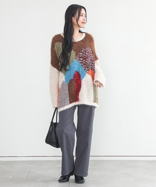 n'OrLABEL（ノアールレーベル）の「『裏起毛ストレッチゆるストレートパンツ』（その他パンツ・レディース・モカ/ブラック/カーキ/チャコール・S/3L/LL/L/M）」の7枚目の写真