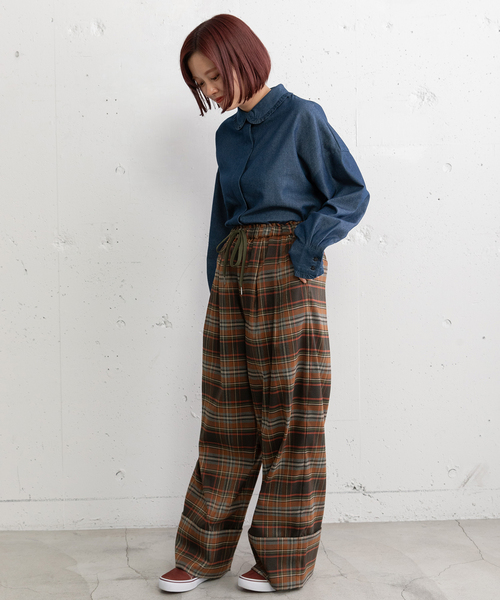 POU DOU DOU(プードゥドゥ)の「フリルカラー比翼シャツ(シャツ/ブラウス・レディース・オフホワイト/インディゴブルー・M)」の3枚目の写真