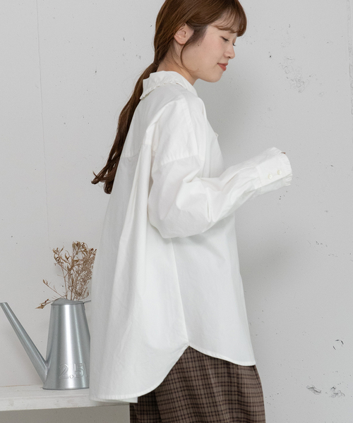 POU DOU DOU(プードゥドゥ)の「フリルカラー比翼シャツ(シャツ/ブラウス・レディース・オフホワイト/インディゴブルー・M)」の20枚目の写真