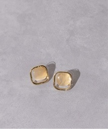 ARCHIVER（アーカイバ）の「【RES】【Lilamusant(リラミュゾン)】サークル/スクエアモチーフピアス　天然石　キャッツアイ　猫目石　ニュアンス　韓国　オケージョン　結婚式（ピアス（両耳用））」