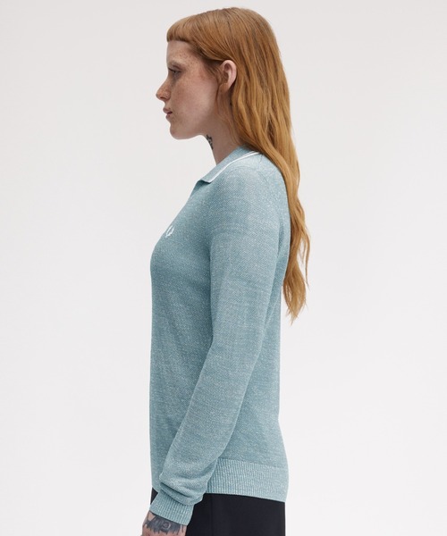 FRED PERRY フレッドペリー ニットポロシャツ Textured Metallic Knit Polo Shirt／テクスチャーラメニット