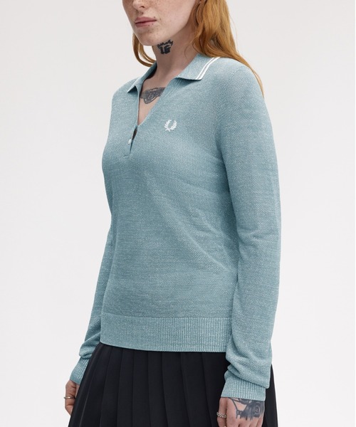 Textured Metallic Knit Polo Shirt／テクスチャーラメニット