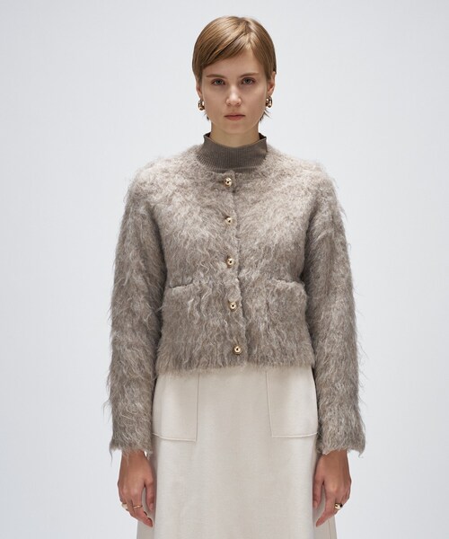 cloenc(クロエンス)の「【手洗い可】ウェーヴシャギークロップドカーディガン(カーディガン/ボレロ・レディース・ベージュ系3/サックスブルー系3/グレー系3・02)」の7枚目の写真