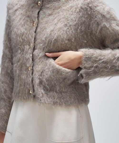 cloenc(クロエンス)の「【手洗い可】ウェーヴシャギークロップドカーディガン(カーディガン/ボレロ・レディース・ベージュ系3/サックスブルー系3/グレー系3・02)」の11枚目の写真