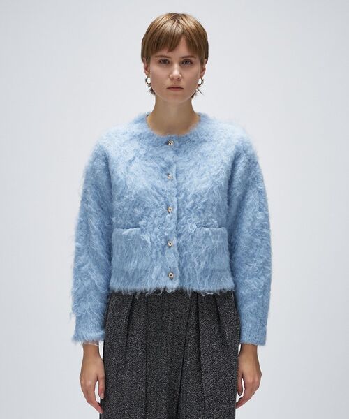 cloenc(クロエンス)の「【手洗い可】ウェーヴシャギークロップドカーディガン(カーディガン/ボレロ・レディース・ベージュ系3/サックスブルー系3/グレー系3・02)」の14枚目の写真