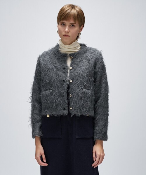 cloenc(クロエンス)の「【手洗い可】ウェーヴシャギークロップドカーディガン(カーディガン/ボレロ・レディース・ベージュ系3/サックスブルー系3/グレー系3・02)」の19枚目の写真