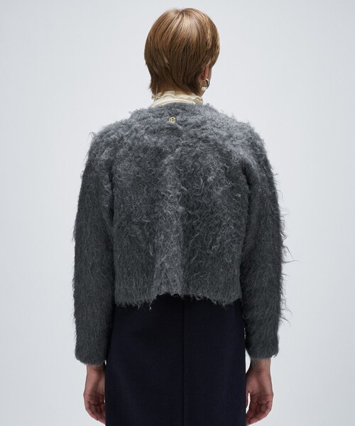 cloenc(クロエンス)の「【手洗い可】ウェーヴシャギークロップドカーディガン(カーディガン/ボレロ・レディース・ベージュ系3/サックスブルー系3/グレー系3・02)」の4枚目の写真