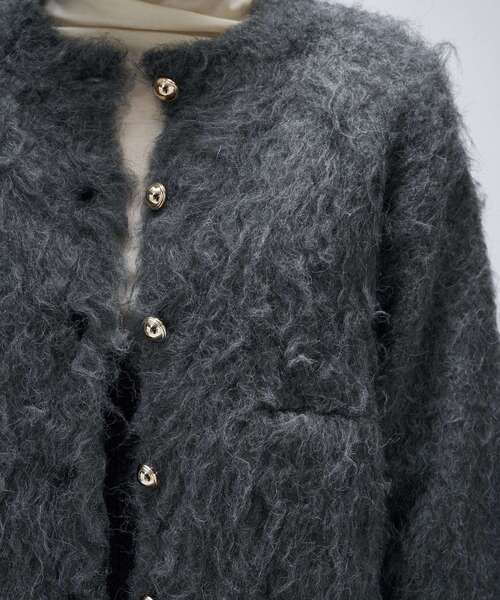 cloenc(クロエンス)の「【手洗い可】ウェーヴシャギークロップドカーディガン(カーディガン/ボレロ・レディース・ベージュ系3/サックスブルー系3/グレー系3・02)」の5枚目の写真