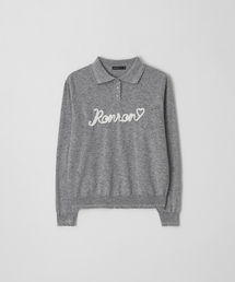 HAND MADE LOGO COLLAR KNIT PULLOVER GREY