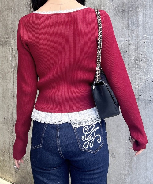 INGNI（イング）の「１２Ｇヘンリーネックフリルレース付ニット（ニット/セーター・レディース・グレー/ブラック/ボルドー・M）」の19枚目の写真