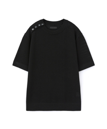 DNSR（ディーエヌエスアール）の「サイドボタンヘンリーネックハーフニットブラック（ニット/セーター）」