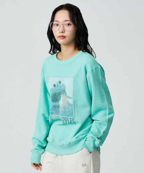 FRUIT OF THE LOOM（フルーツオブザルーム）の「【FRUIT OF THE LOOM】ロングスリーブ甘編み裏毛4/COOKIEMONSTER/ユニセックス【WEB限定】【予約】（スウェット・メンズ・エメラルド/パープル・M/L）」の6枚目の写真