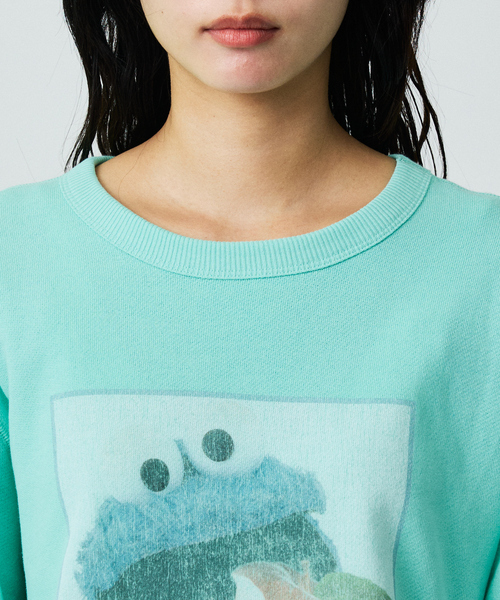 FRUIT OF THE LOOM（フルーツオブザルーム）の「【FRUIT OF THE LOOM】ロングスリーブ甘編み裏毛4/COOKIEMONSTER/ユニセックス【WEB限定】【予約】（スウェット・メンズ・エメラルド/パープル・M/L）」の10枚目の写真