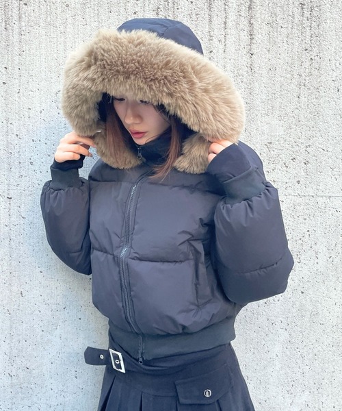 3.3 Field Trip (3.3フィールドトリップ)の「【フード&ファー取り外し可】3.3 Field Trip/フードファーブルゾン(ダウンジャケット/コート・レディース・ブラック/ベージュ/ブラック系その他/ベージュ系その他・FREE)」の2枚目の写真