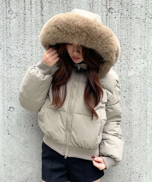 3.3 Field Trip (3.3フィールドトリップ)の「【フード&ファー取り外し可】3.3 Field Trip/フードファーブルゾン(ダウンジャケット/コート・レディース・ブラック/ベージュ/ブラック系その他/ベージュ系その他・FREE)」の4枚目の写真