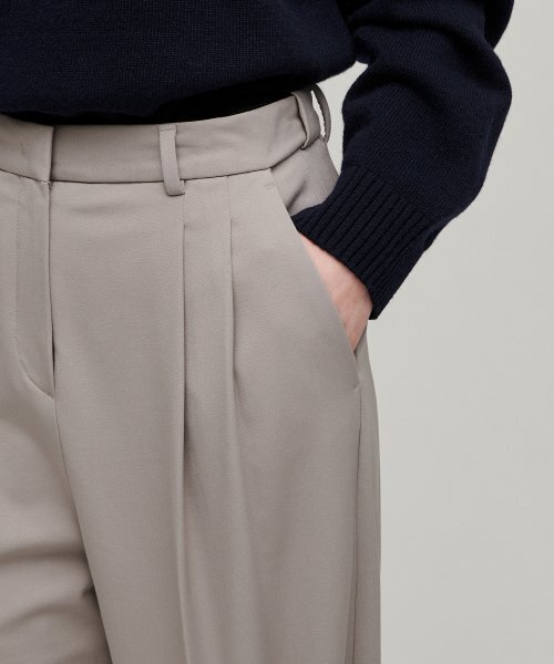 MUSINSA STANDARD WOMAN（ムシンサスタンダードウーマン）の「ウィメンズヘビーウェイト裏起毛ハイウエストワイドヒドゥンバンディングスラックス[ライトベージュ]（スラックス・レディース・その他・32/30/31/24/25/26/27/28/29）」の4枚目の写真