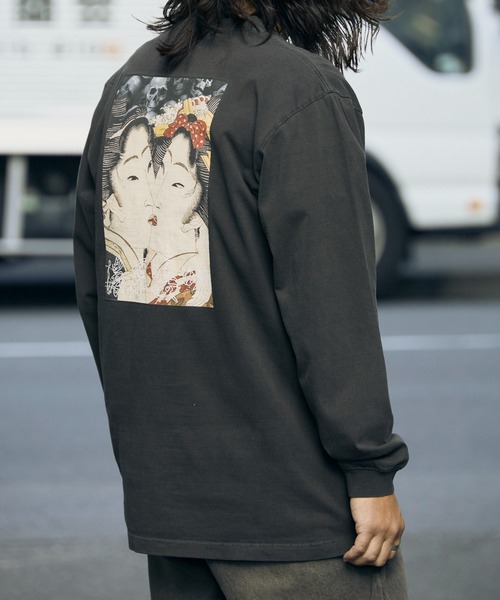 LONELY/論理（ロンリー）の「LONELY(論理)/ロンリー  "DEEP THROAT" HEAVY OZ LONG SLEEVE 浮世絵風デザイン クルーネックロンT（Tシャツ/カットソー・メンズ・ホワイト/ブラック・L/XL/XXL）」の2枚目の写真