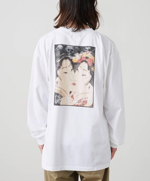 LONELY/論理（ロンリー）の「LONELY(論理)/ロンリー  "DEEP THROAT" HEAVY OZ LONG SLEEVE 浮世絵風デザイン クルーネックロンT（Tシャツ/カットソー・メンズ・ホワイト/ブラック・L/XL/XXL）」の8枚目の写真