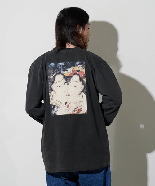 LONELY/論理（ロンリー）の「LONELY(論理)/ロンリー  "DEEP THROAT" HEAVY OZ LONG SLEEVE 浮世絵風デザイン クルーネックロンT（Tシャツ/カットソー・メンズ・ホワイト/ブラック・L/XL/XXL）」の11枚目の写真