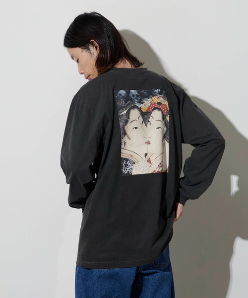 LONELY/論理（ロンリー）の「LONELY(論理)/ロンリー  "DEEP THROAT" HEAVY OZ LONG SLEEVE 浮世絵風デザイン クルーネックロンT（Tシャツ/カットソー・メンズ・ホワイト/ブラック・L/XL/XXL）」の10枚目の写真