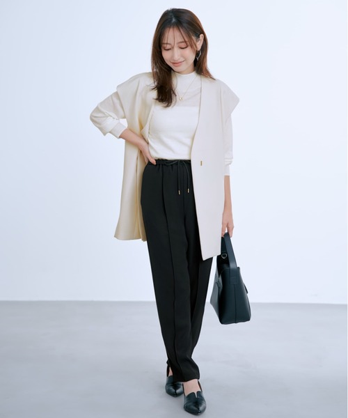 COHINA(コヒナ)の「ドロストとろみテーパードパンツ 【低身長・小柄女性】(スラックス・レディース・ブラック/ホワイト/オレンジ・XS-Regular/S-Short/XS-Short/S-Regular)」の5枚目の写真