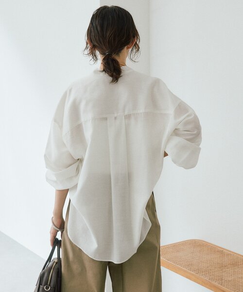 RIVE DROITE（リヴドロワ）の「予約【オンオフ使える】ナロータイブラウス（シャツ/ブラウス・レディース・ベージュ/オフホワイト/サックスブルー・FREE）」の10枚目の写真