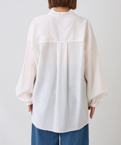 RIVE DROITE（リヴドロワ）の「予約【オンオフ使える】ナロータイブラウス（シャツ/ブラウス・レディース・ベージュ/オフホワイト/サックスブルー・FREE）」の4枚目の写真