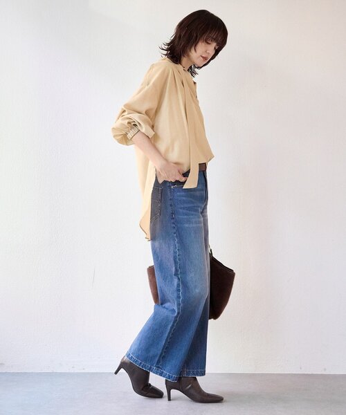 RIVE DROITE（リヴドロワ）の「予約【オンオフ使える】ナロータイブラウス（シャツ/ブラウス・レディース・ベージュ/オフホワイト/サックスブルー・FREE）」の12枚目の写真