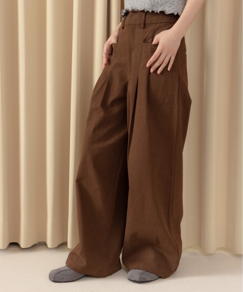 REMOON(リムーン)の「ツイル2タックワイドパンツ(その他パンツ・レディース・ベージュ/ブラウン/マルチ・SMALL/MEDIUM)」の10枚目の写真